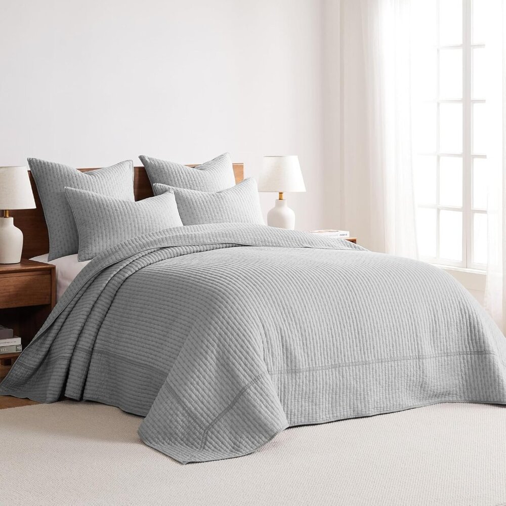 Levtex Home Cross Stitch Reversible King Bedspread Set (120x104in) with 2 Pillow
